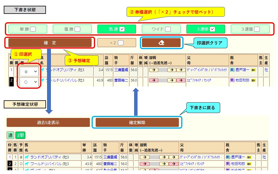予想印入力 PC